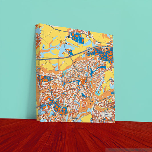 Haan Germany Colorful City Map Canvas Print