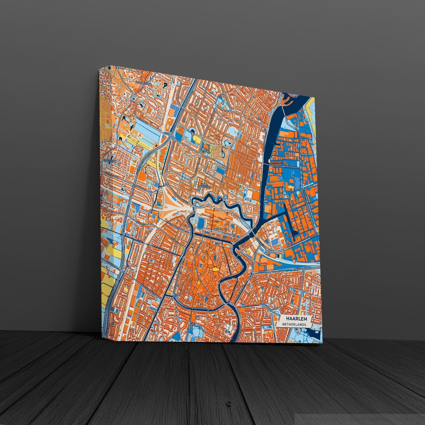Haarlem Netherlands Colorful City Map Canvas Print