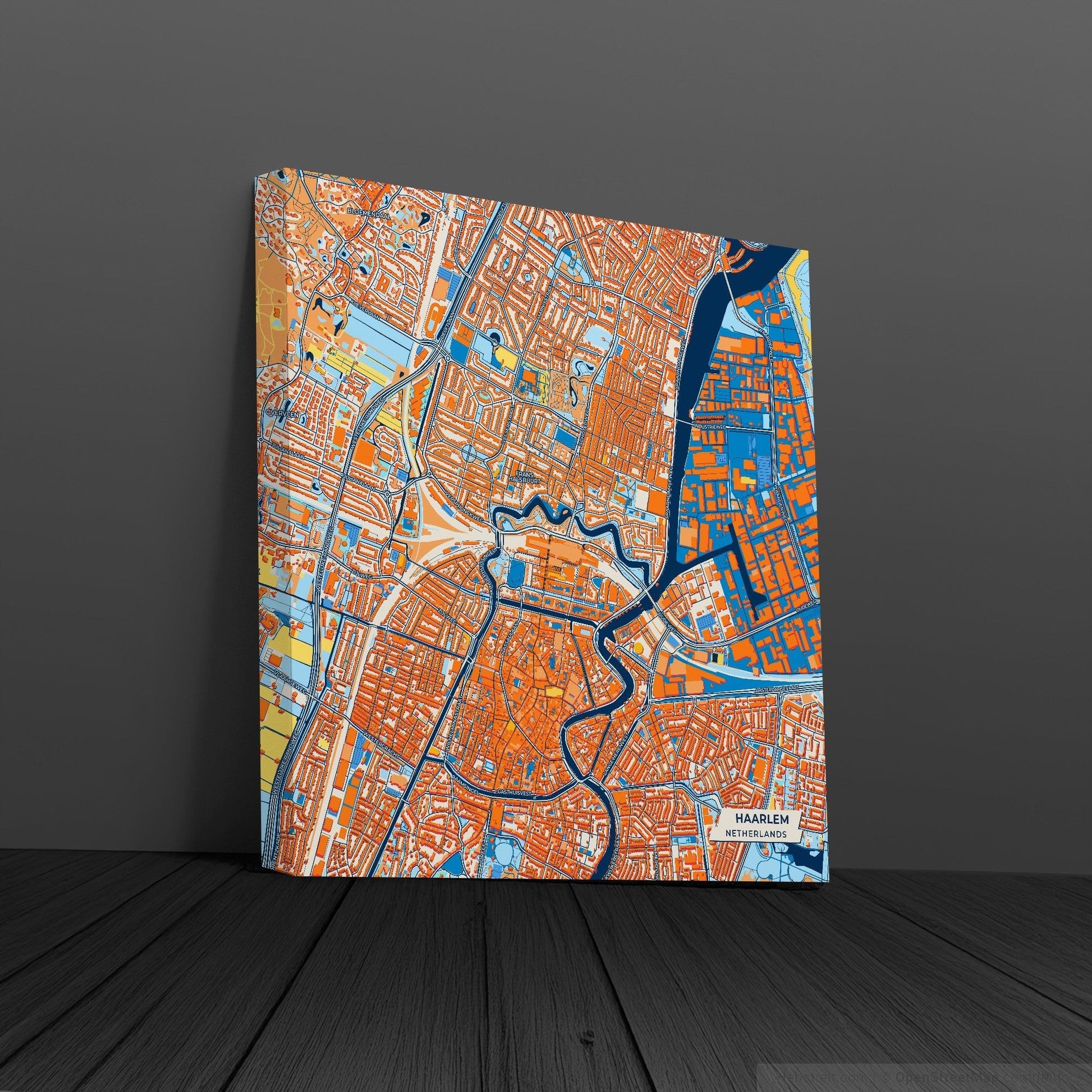 Haarlem Netherlands Colorful City Map Canvas Print