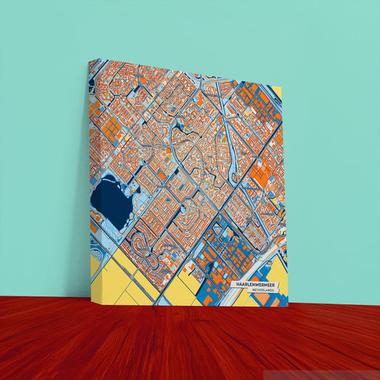 Haarlemmermeer Netherlands Colorful City Map Canvas Print