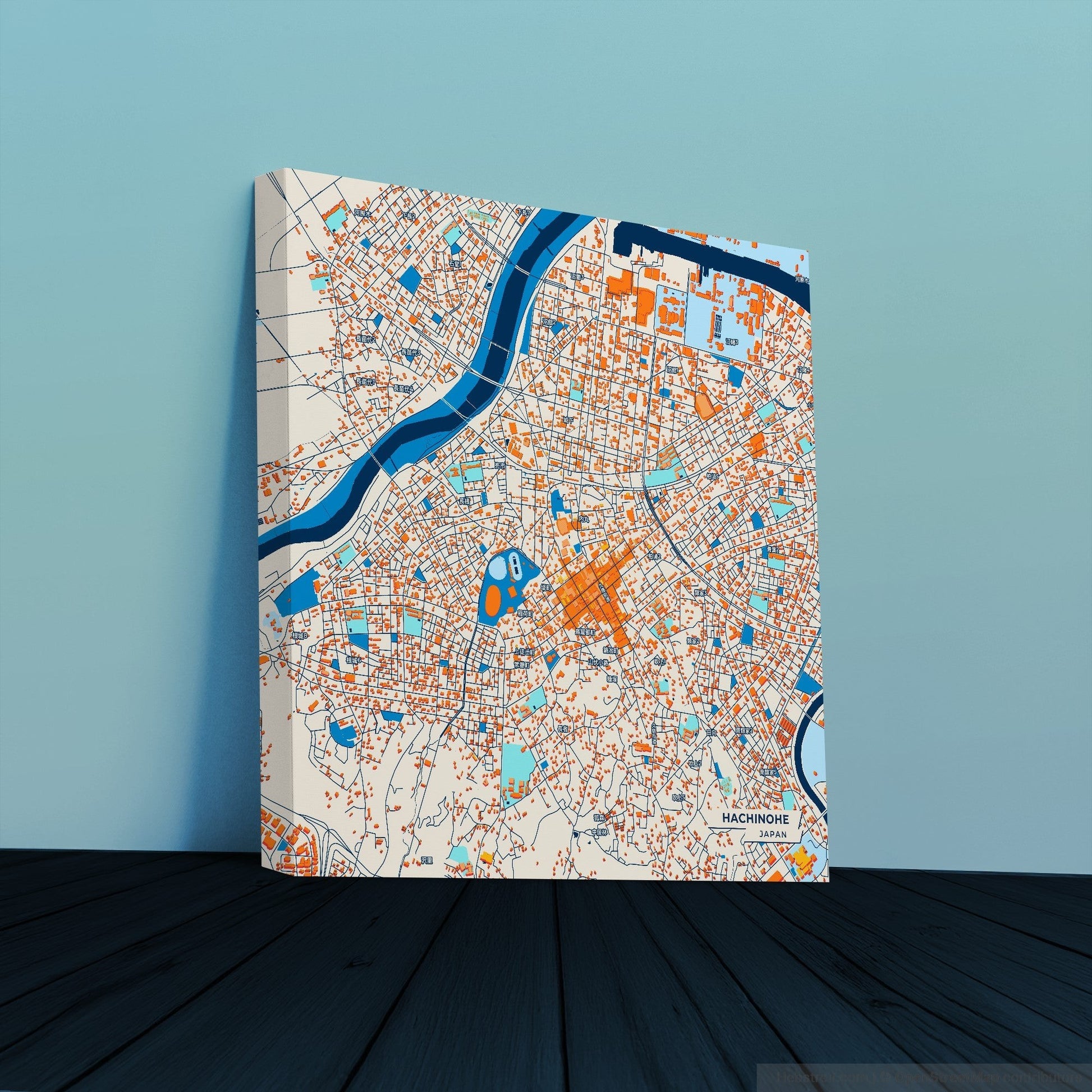 Hachinohe Japan Colorful City Map Canvas Print