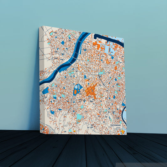 Hachinohe Japan Colorful City Map Canvas Print
