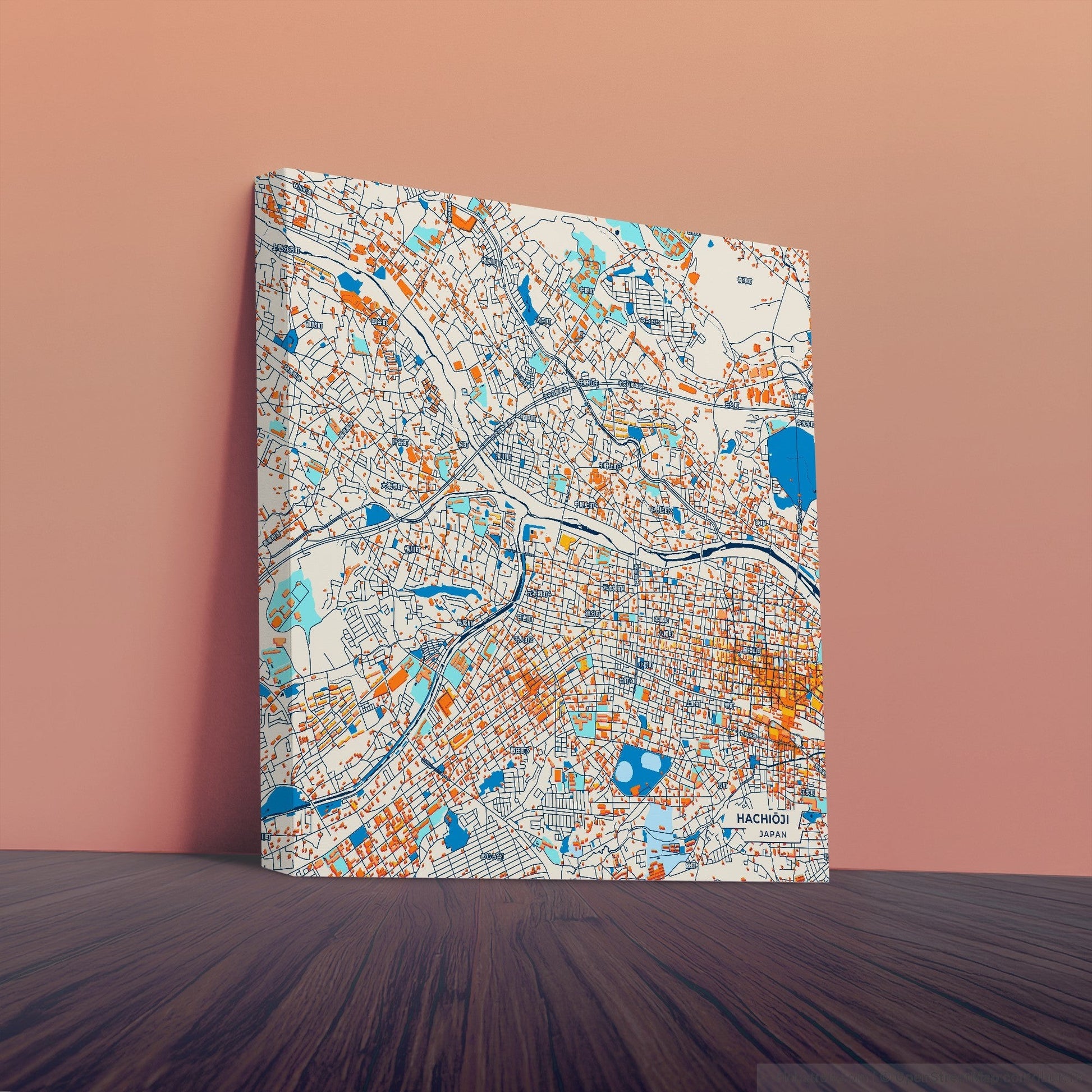 Hachiōji Japan Colorful City Map Canvas Print