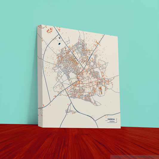 Hadejia Nigeria Colorful City Map Canvas Print