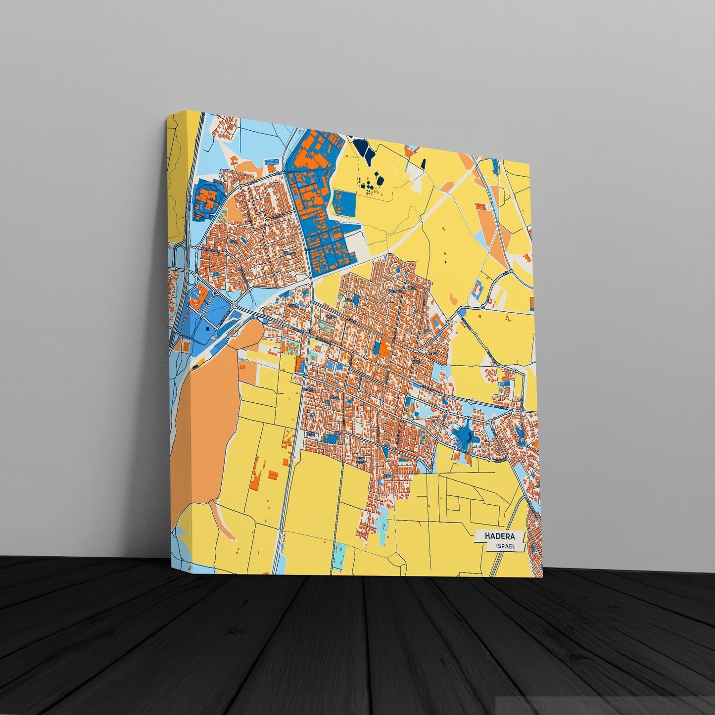 Hadera Israel Colorful City Map Canvas Print