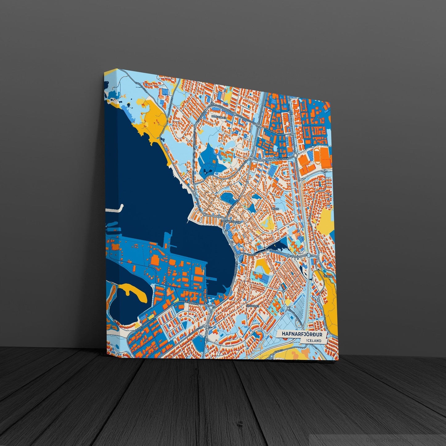 Hafnarfjörður Iceland Colorful City Map Canvas Print