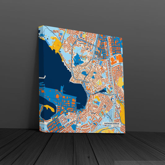 Hafnarfjörður Iceland Colorful City Map Canvas Print