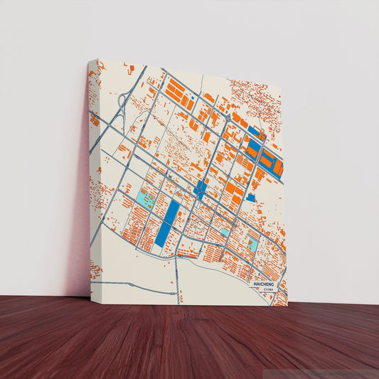 Haicheng China Colorful City Map Canvas Print