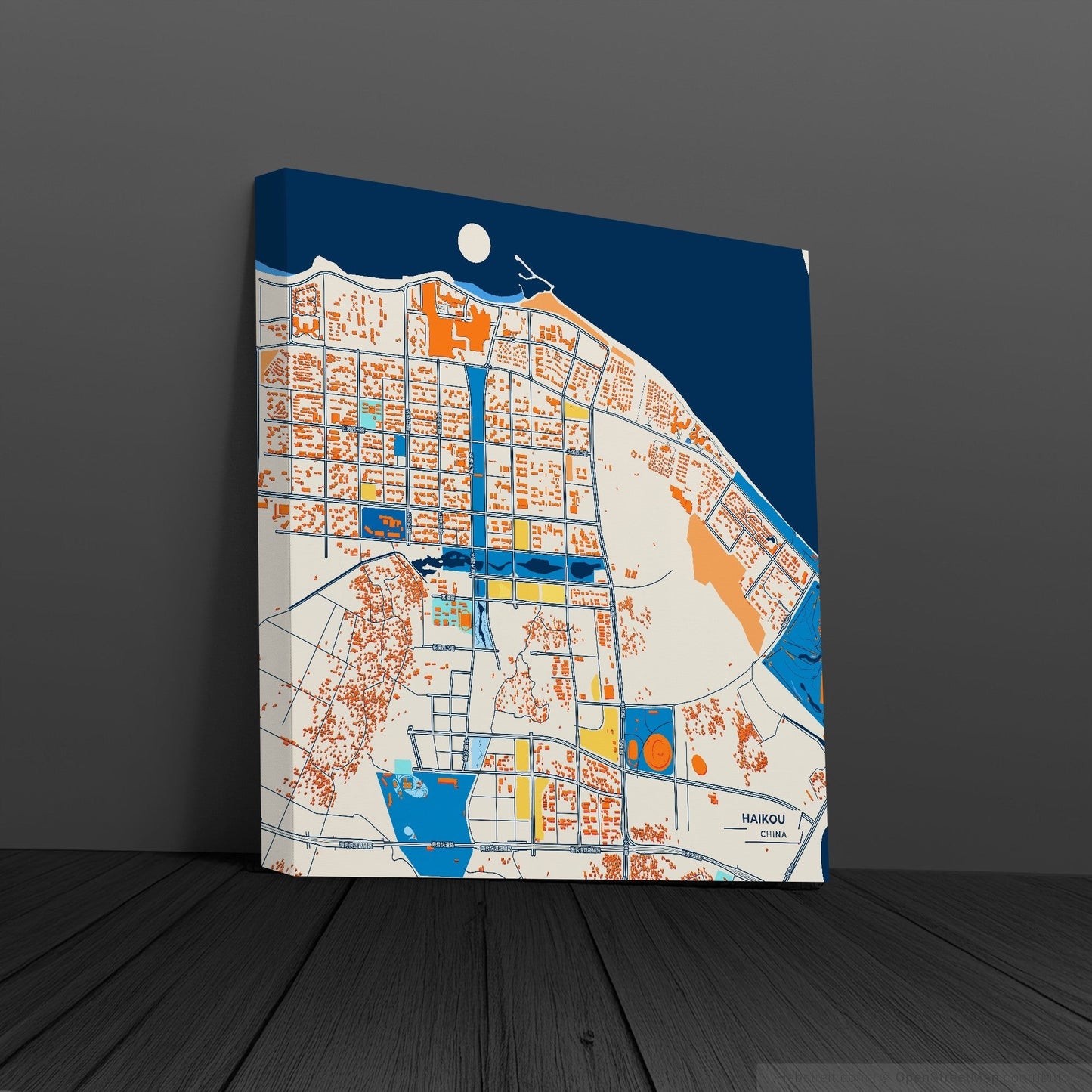 Haikou China Colorful City Map Canvas Print