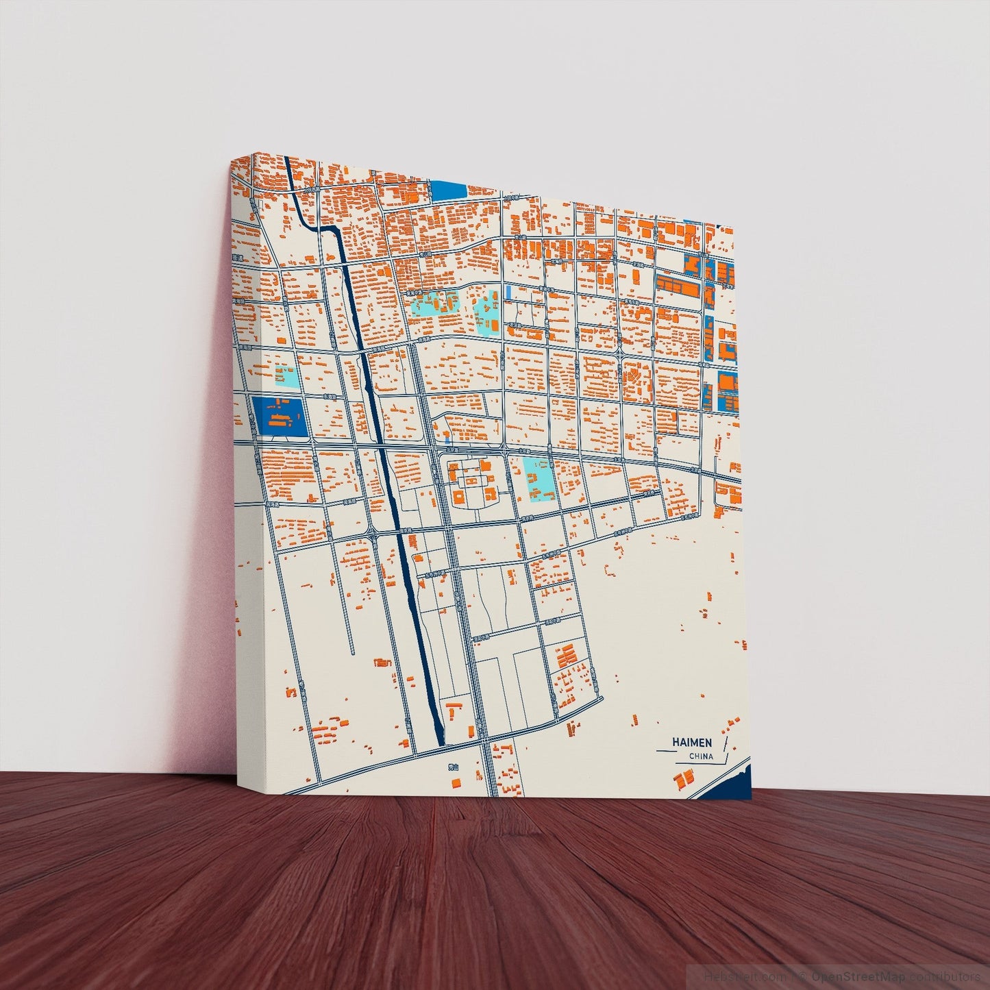 Haimen China Colorful City Map Canvas Print