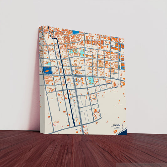 Haimen China Colorful City Map Canvas Print