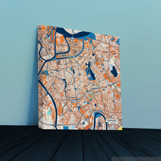 Haiphong Vietnam Colorful City Map Canvas Print