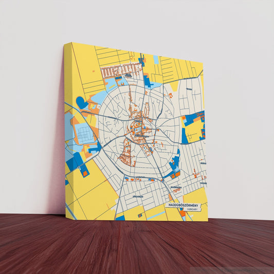 Hajdúböszörmény Hungary Colorful City Map Canvas Print