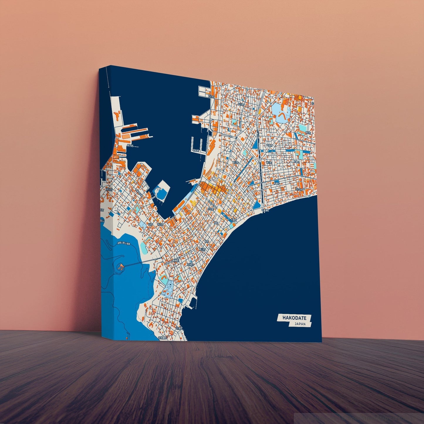 Hakodate Japan Colorful City Map Canvas Print