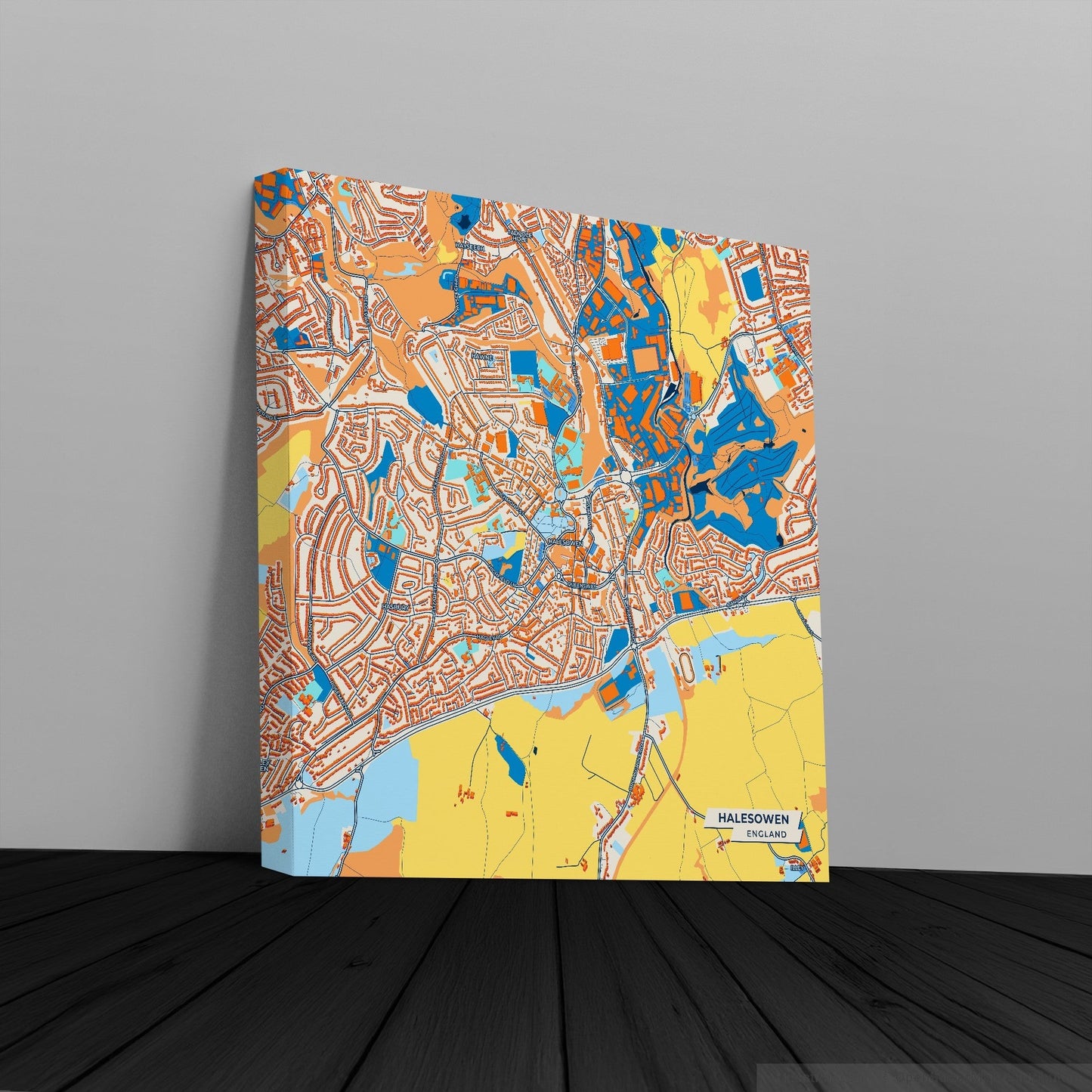 Halesowen England Colorful City Map Canvas Print