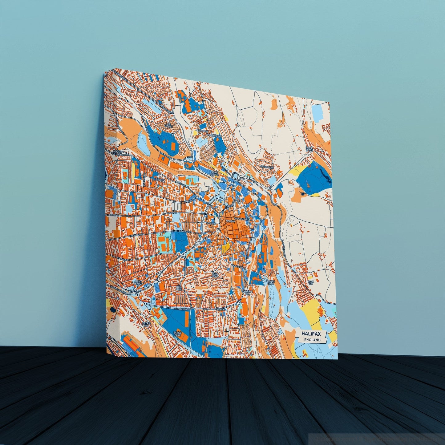 Halifax England Colorful City Map Canvas Print