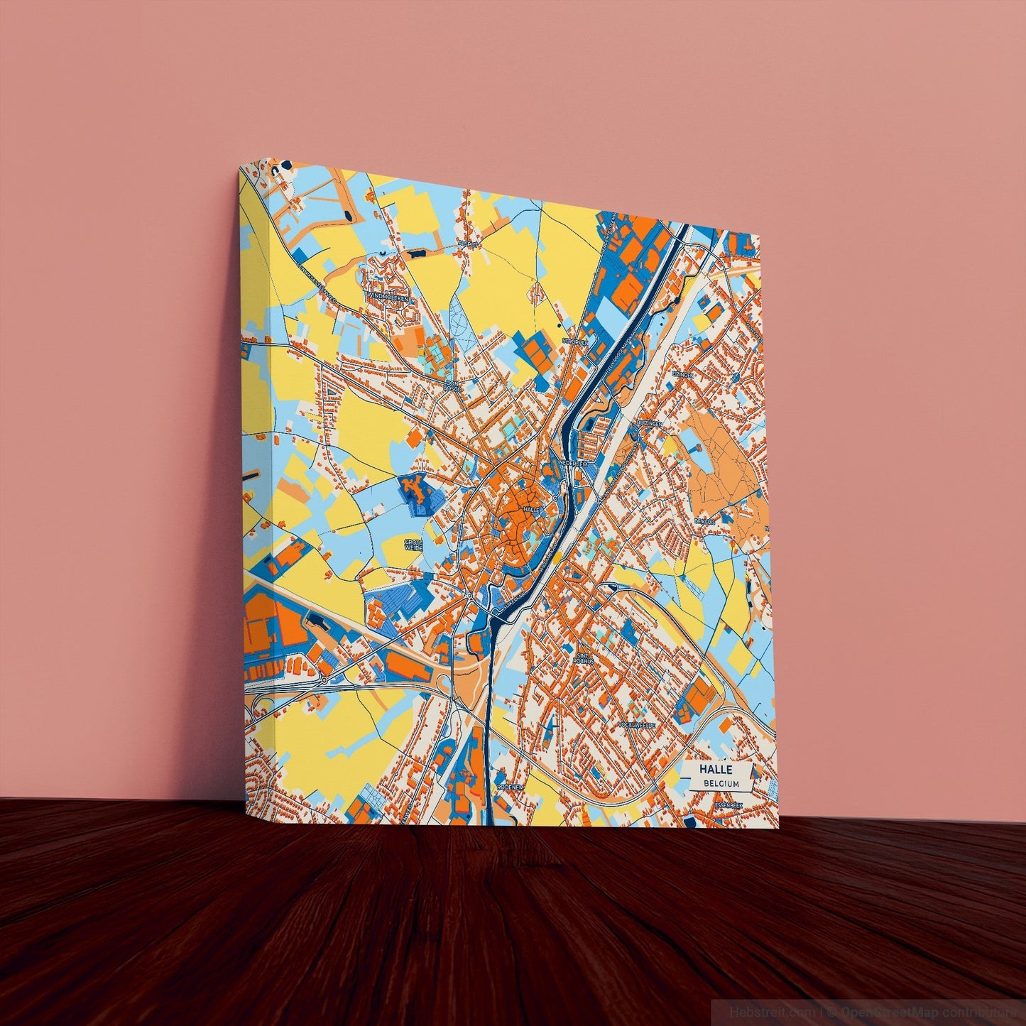 Halle  Belgium Colorful City Map Canvas Print