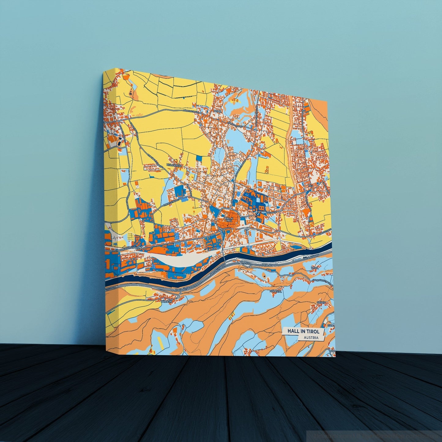 Hall In Tirol Austria Colorful City Map Canvas Print