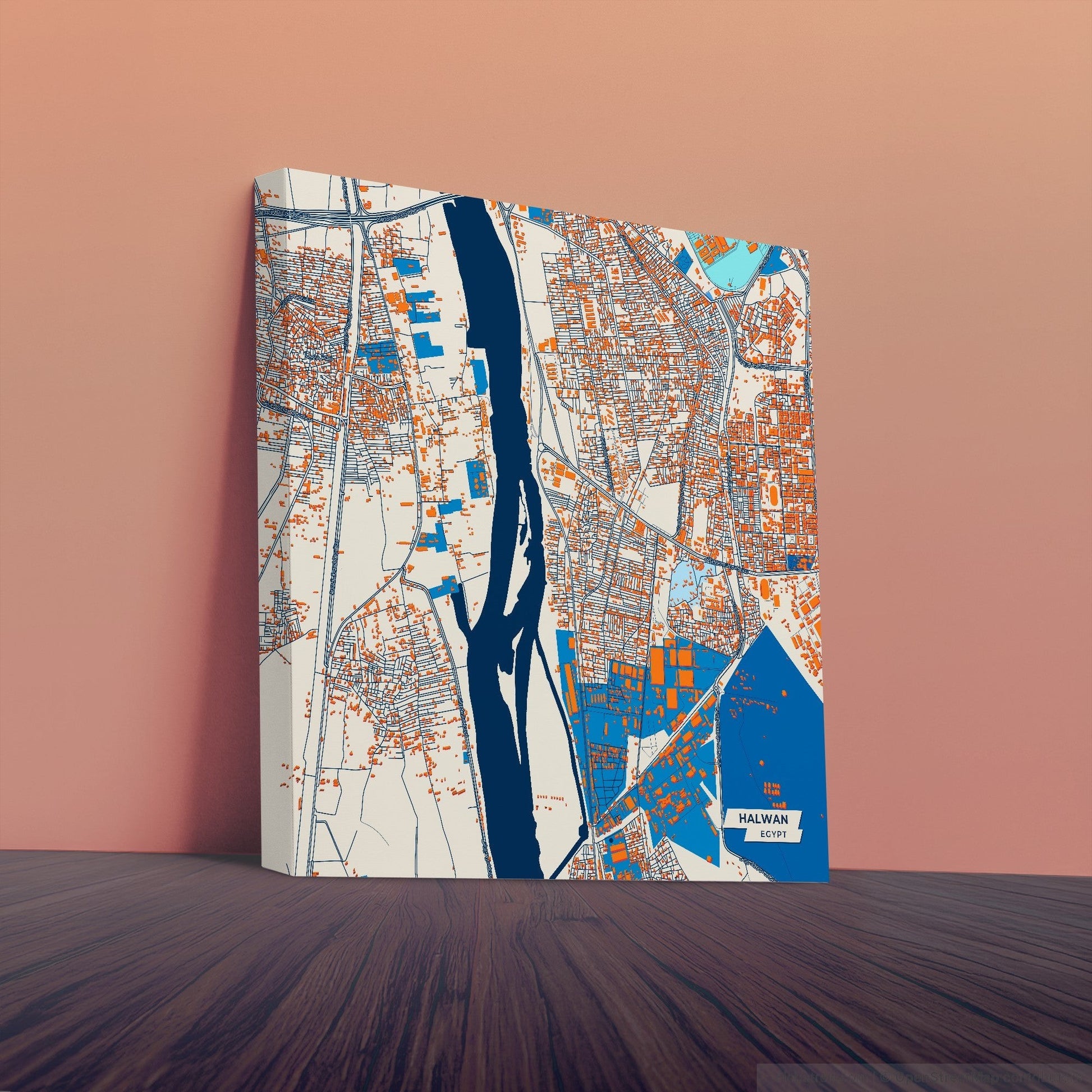 Halwan Egypt Colorful City Map Canvas Print