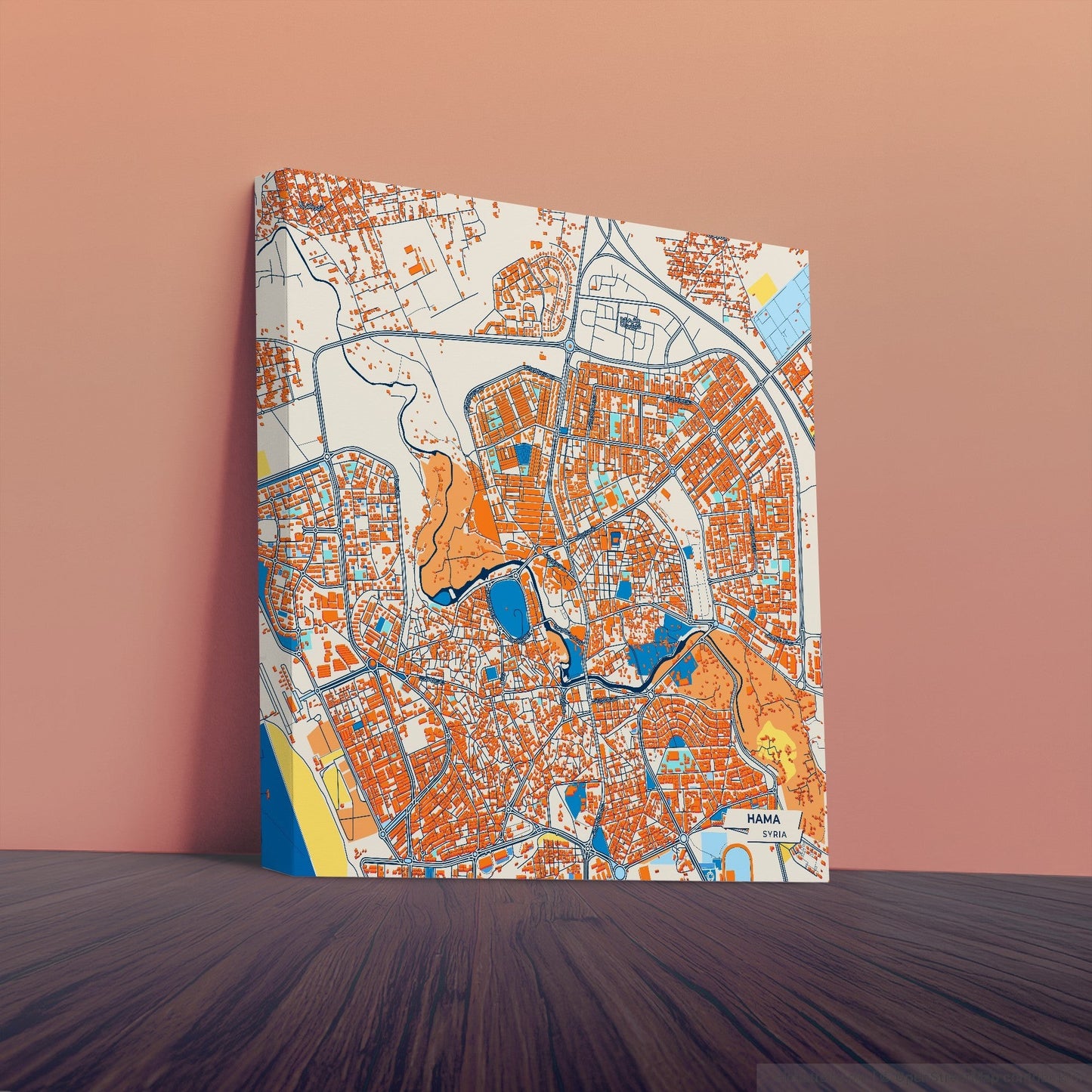 Hama Syria Colorful City Map Canvas Print
