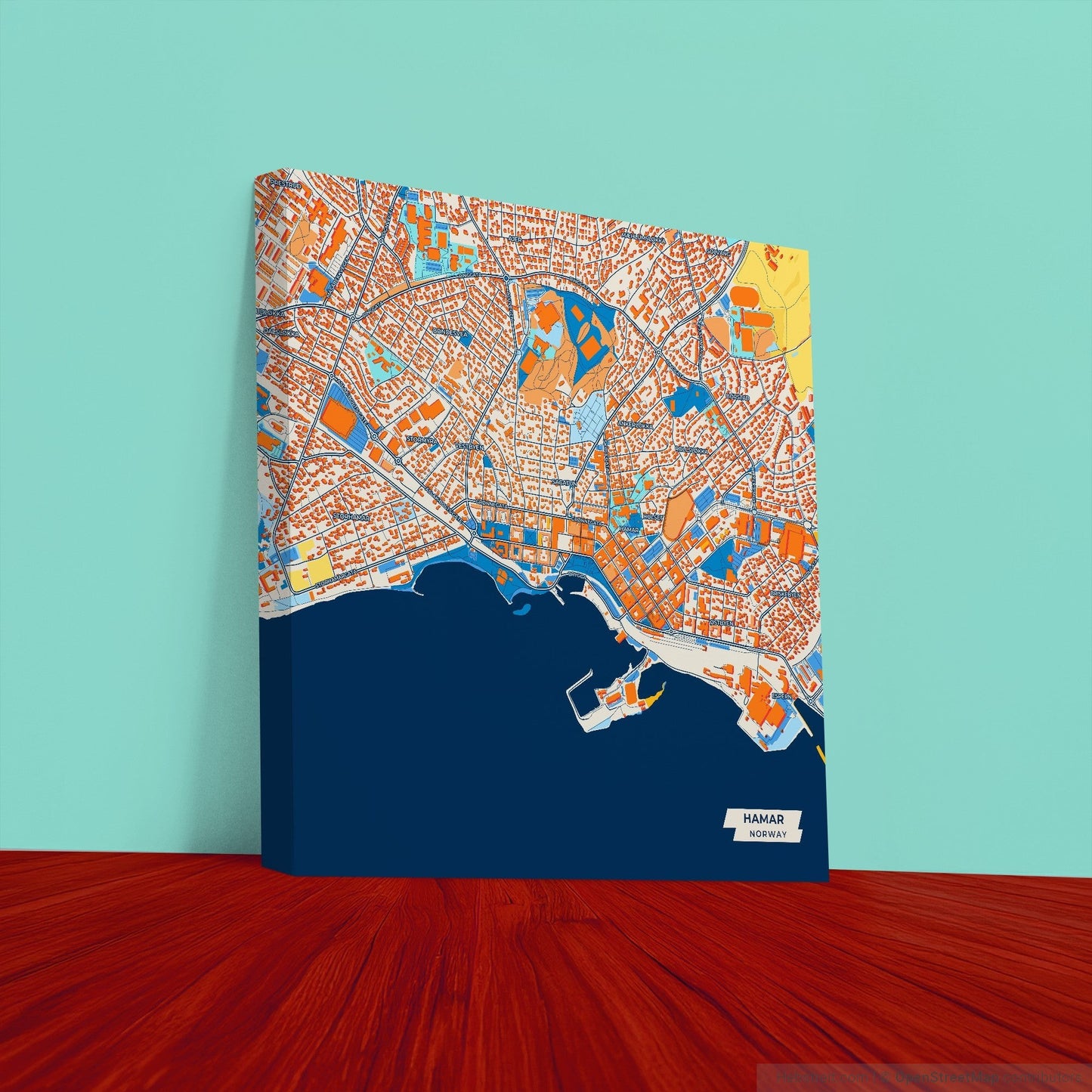 Hamar Norway Colorful City Map Canvas Print