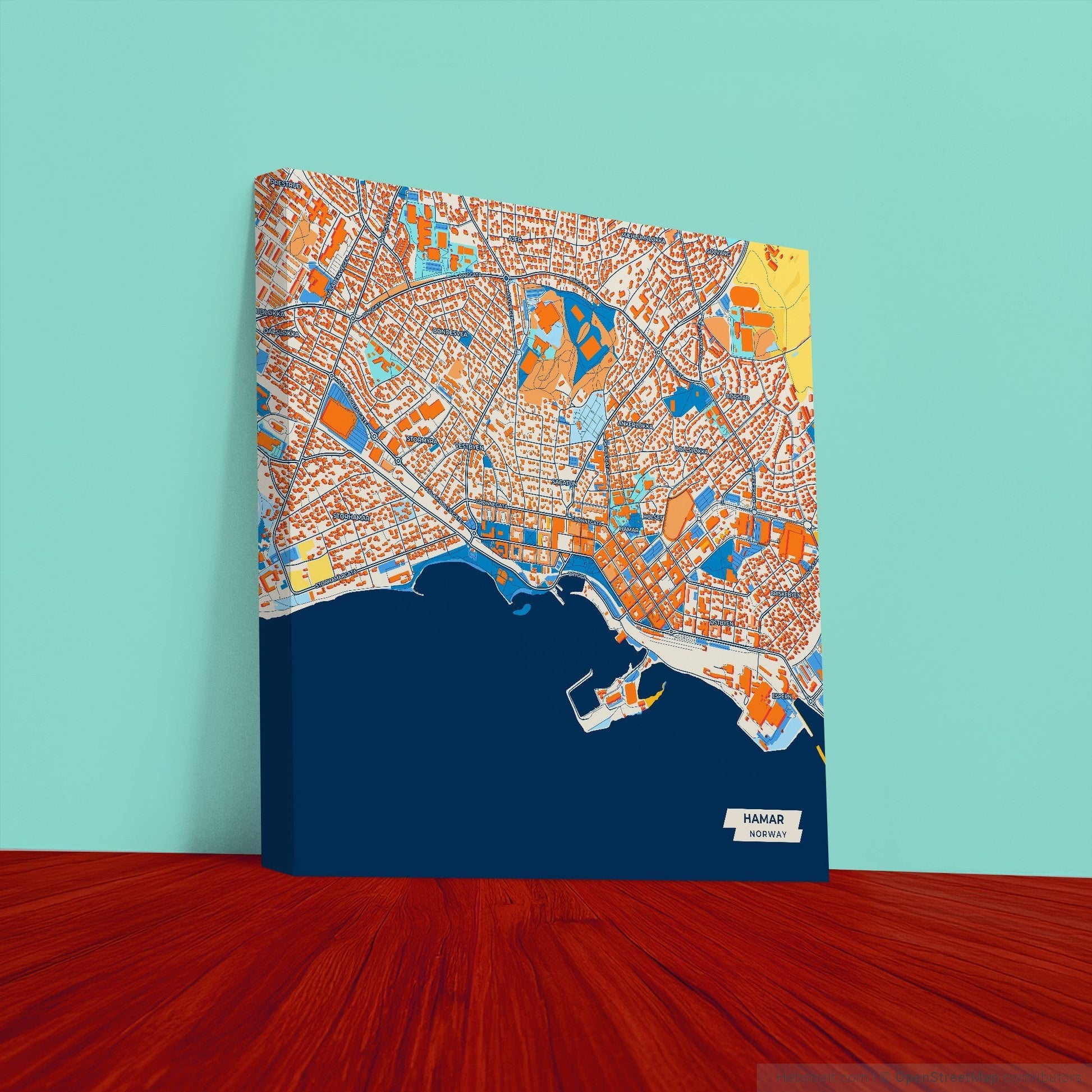 Hamar Norway Colorful City Map Canvas Print