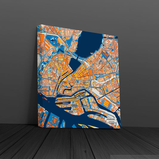 Hamburg Germany Colorful City Map Canvas Print