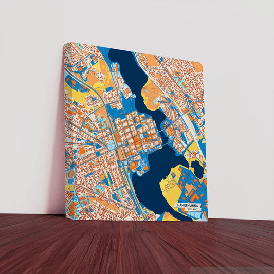 Hämeenlinna Finland Colorful City Map Canvas Print