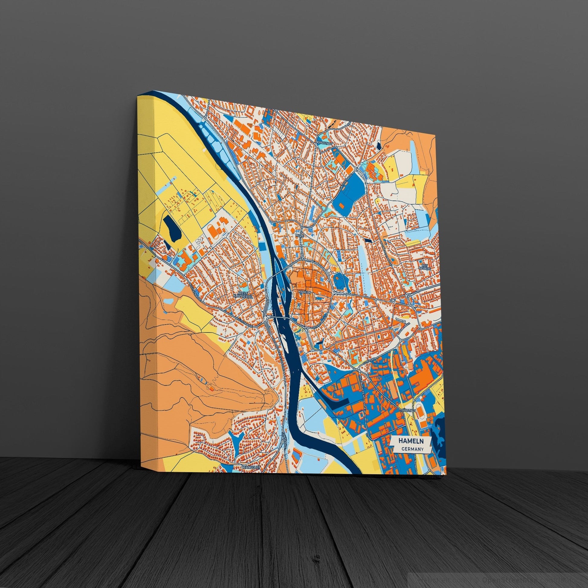 Hameln Germany Colorful City Map Canvas Print