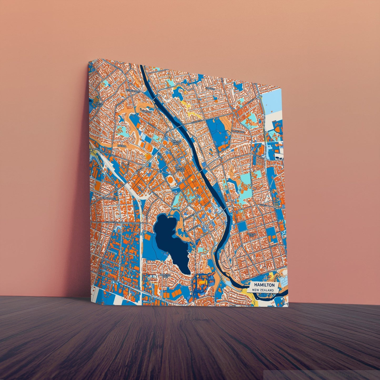 Hamilton New Zealand Colorful City Map Canvas Print