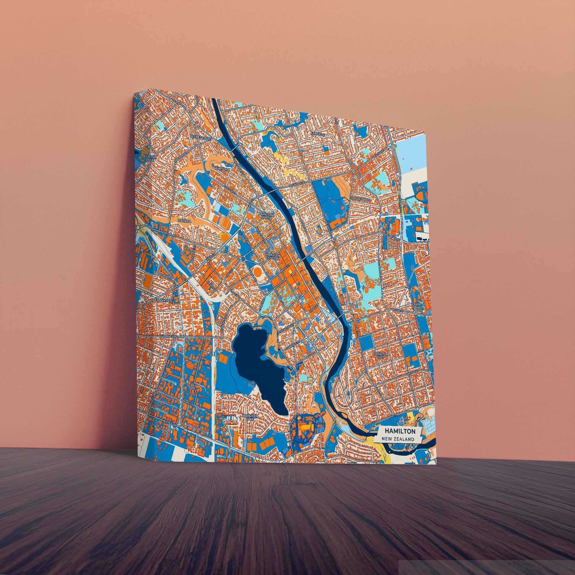 Hamilton New Zealand Colorful City Map Canvas Print