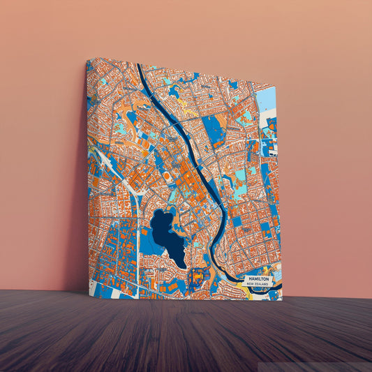 Hamilton New Zealand Colorful City Map Canvas Print