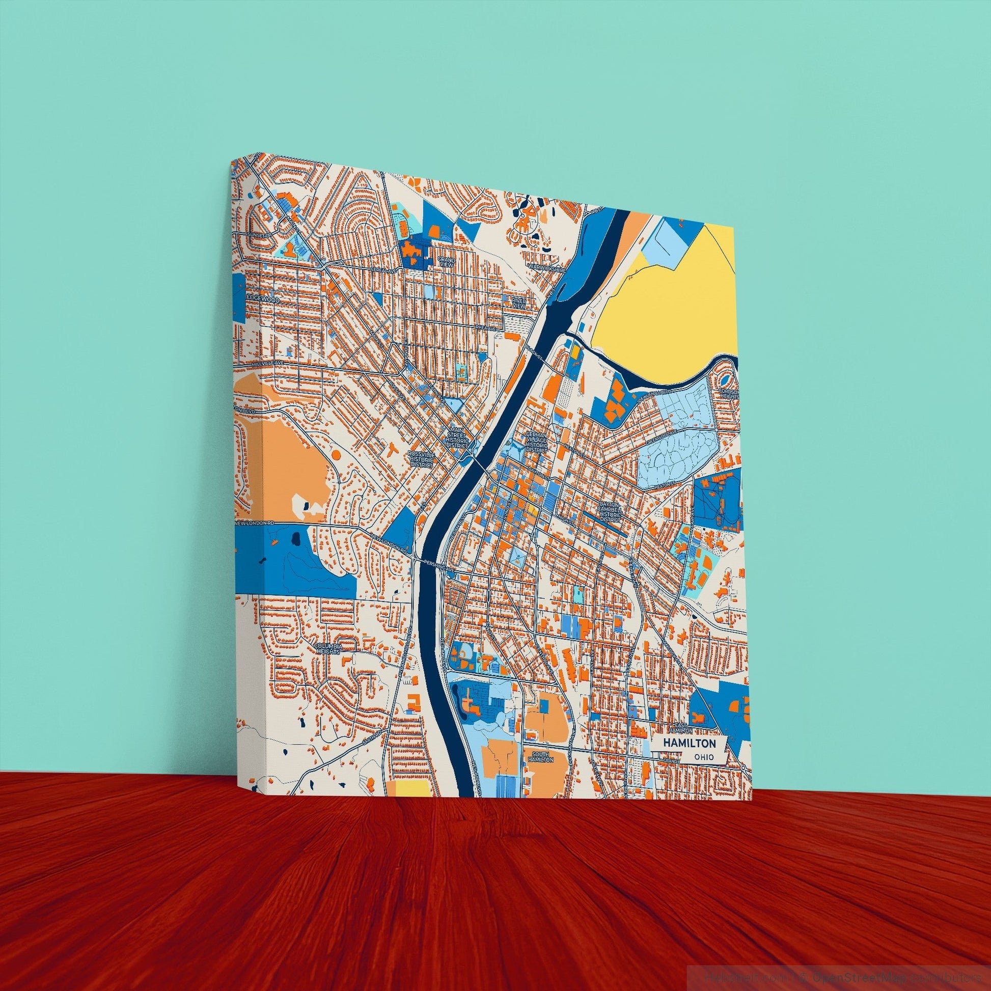 Hamilton Ohio Colorful City Map Canvas Print