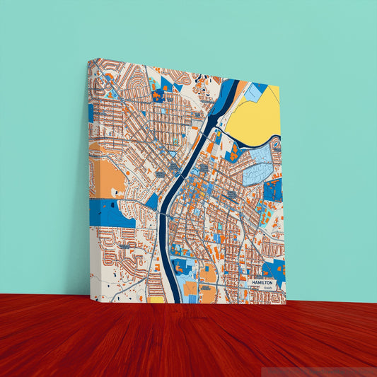 Hamilton Ohio Colorful City Map Canvas Print