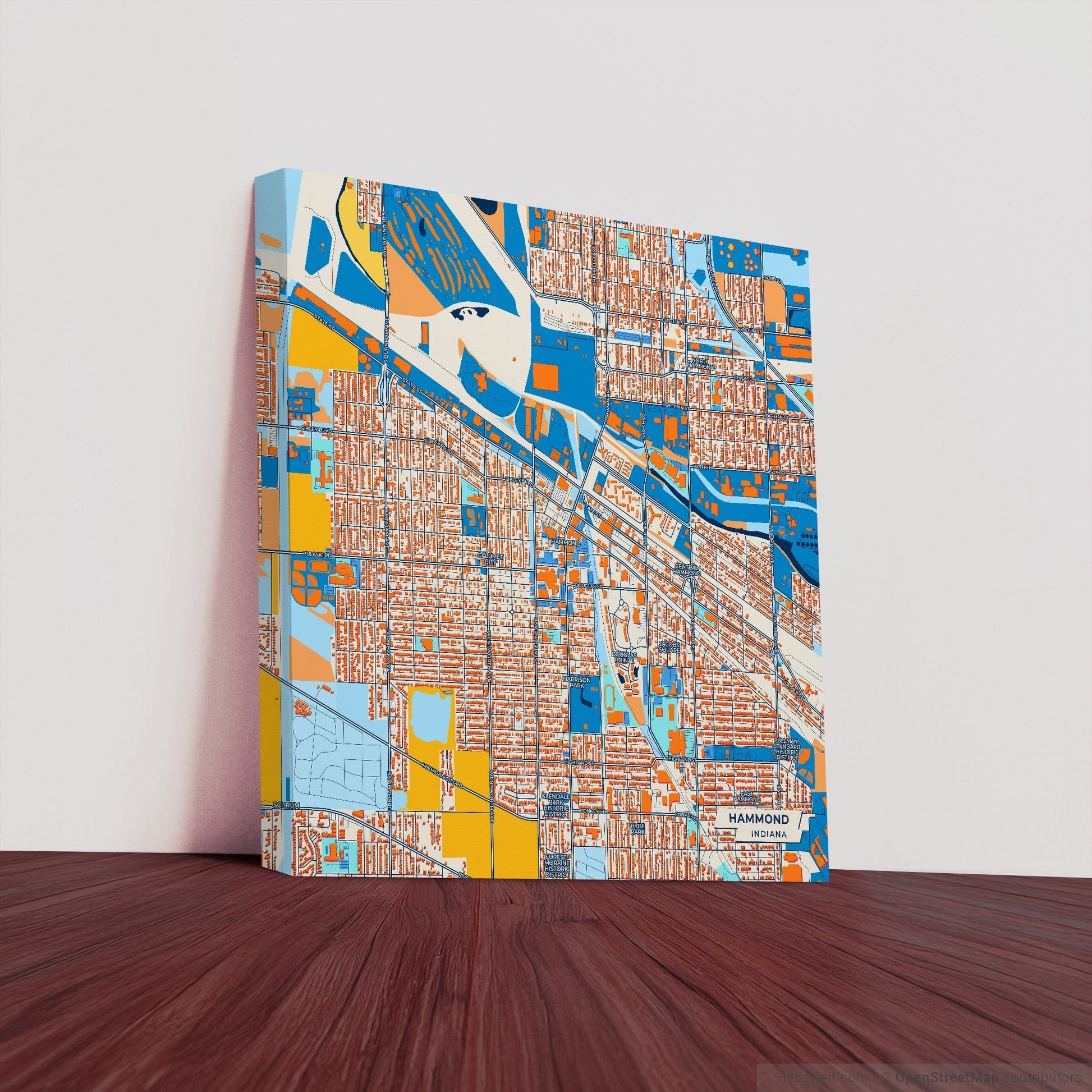 Hammond Indiana Colorful City Map Canvas Print