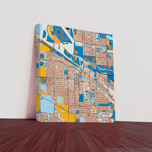 Hammond Indiana Colorful City Map Canvas Print