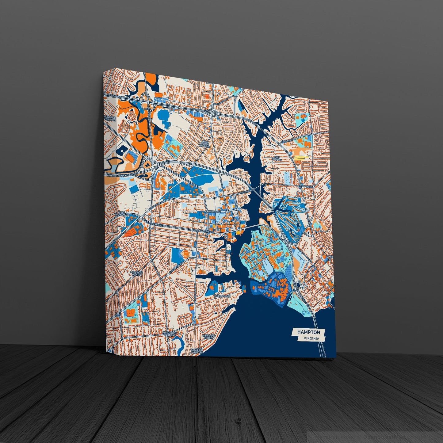 Hampton Virginia Colorful City Map Canvas Print