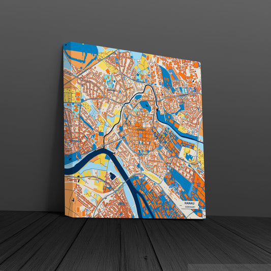 Hanau Germany Colorful City Map Canvas Print