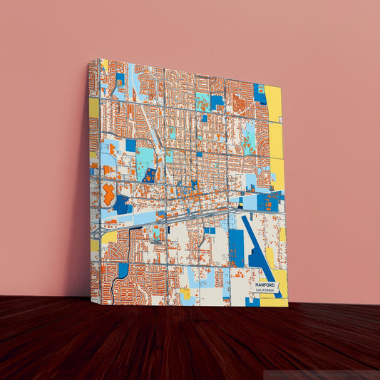 Hanford California Colorful City Map Canvas Print