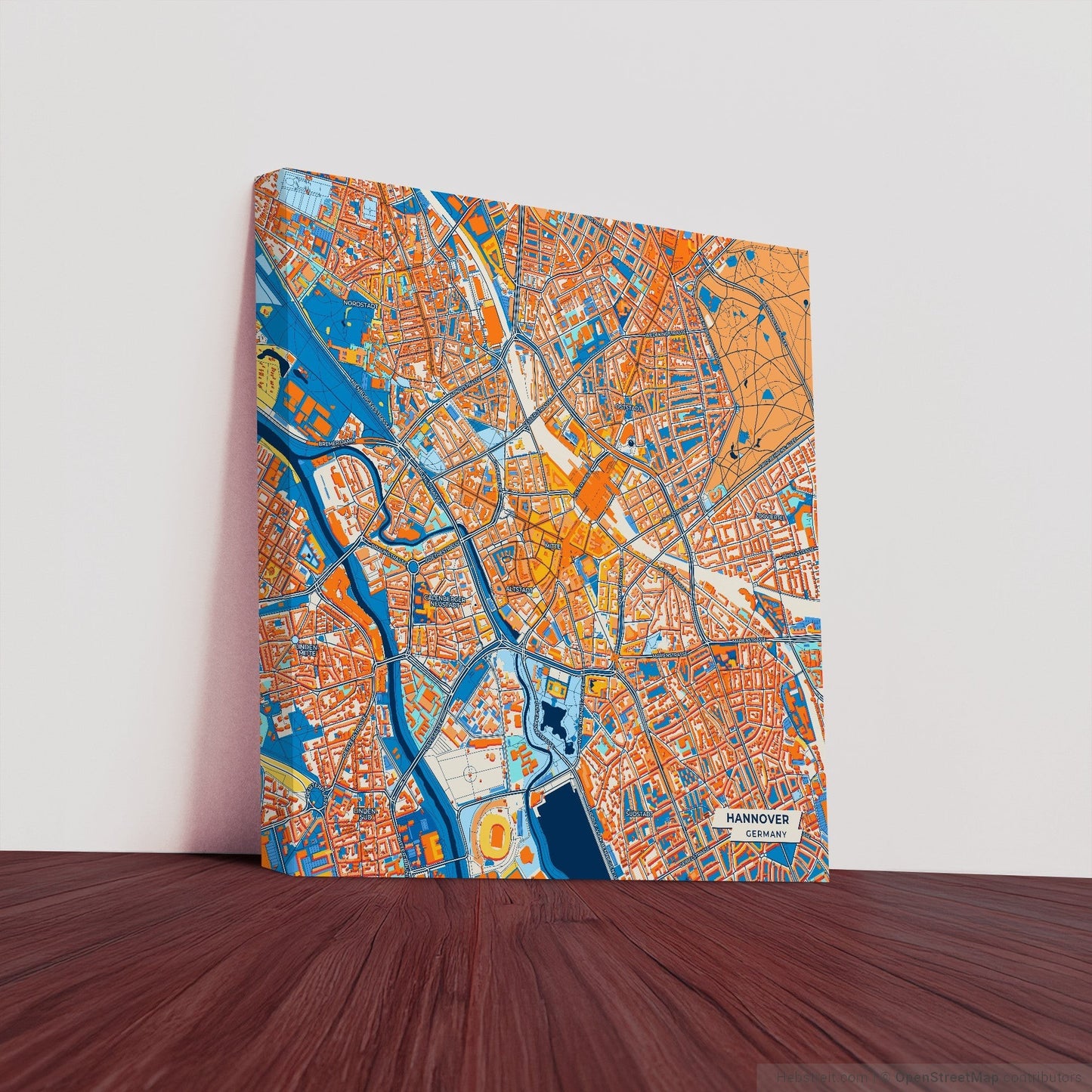 Hannover Germany Colorful City Map Canvas Print