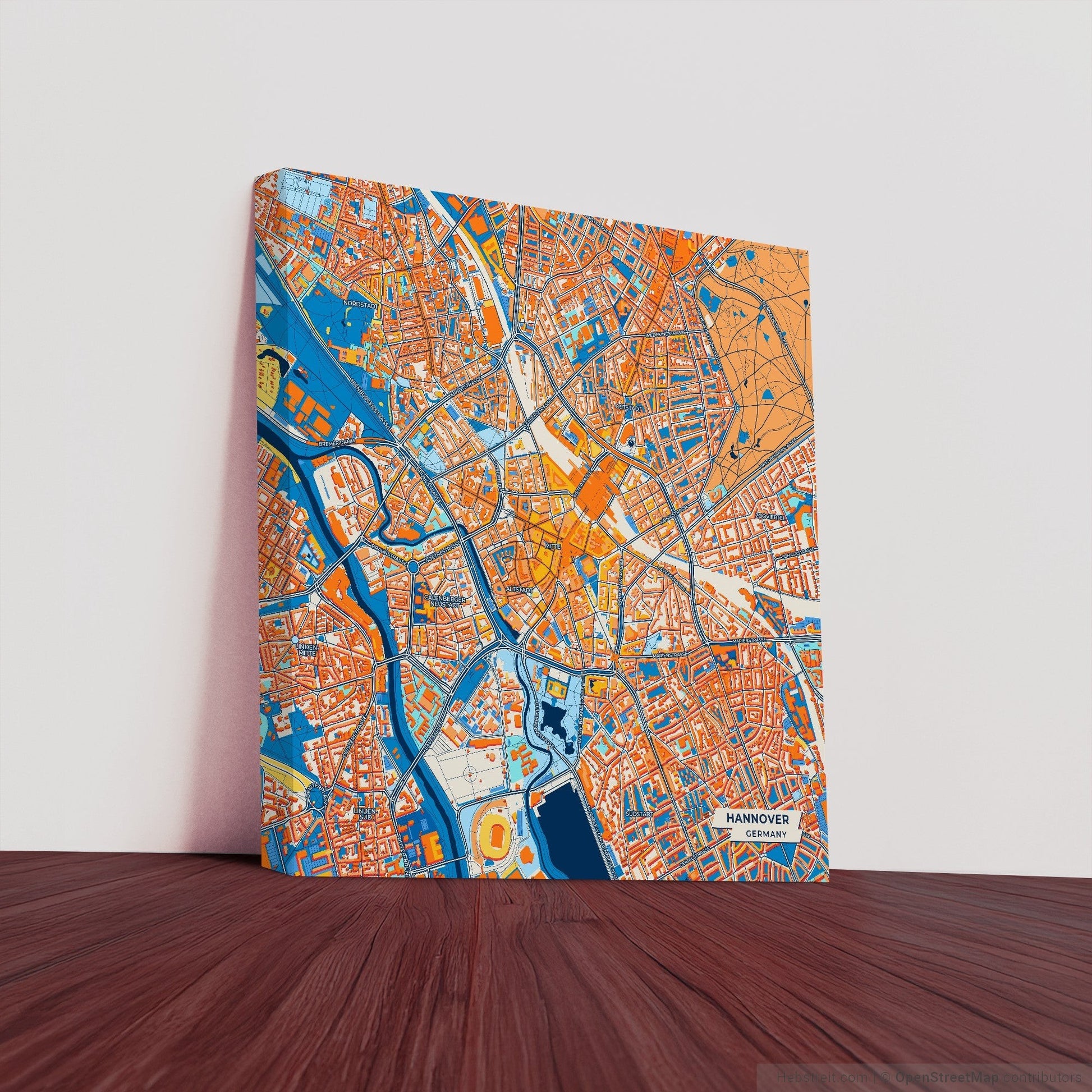 Hannover Germany Colorful City Map Canvas Print