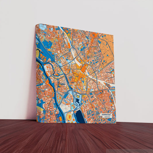 Hannover Germany Colorful City Map Canvas Print