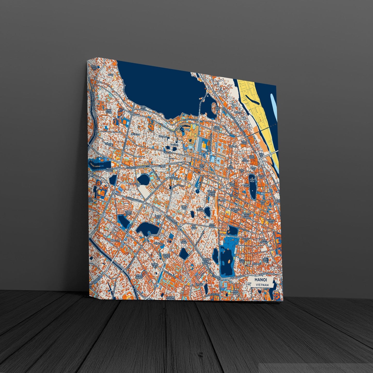 Hanoi Vietnam Colorful City Map Canvas Print