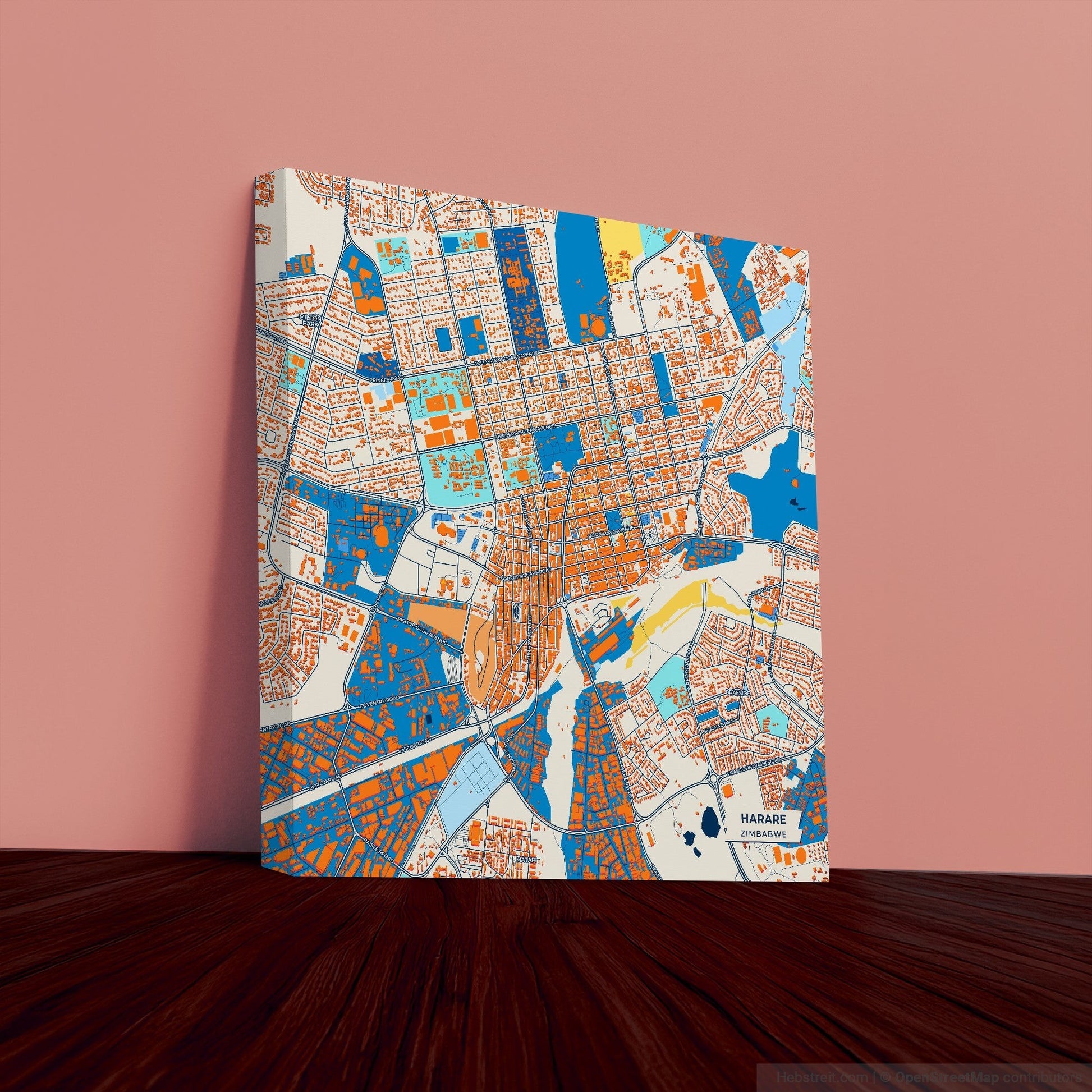 Harare Zimbabwe Colorful City Map Canvas Print