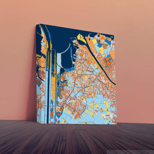 Hard Austria Colorful City Map Canvas Print
