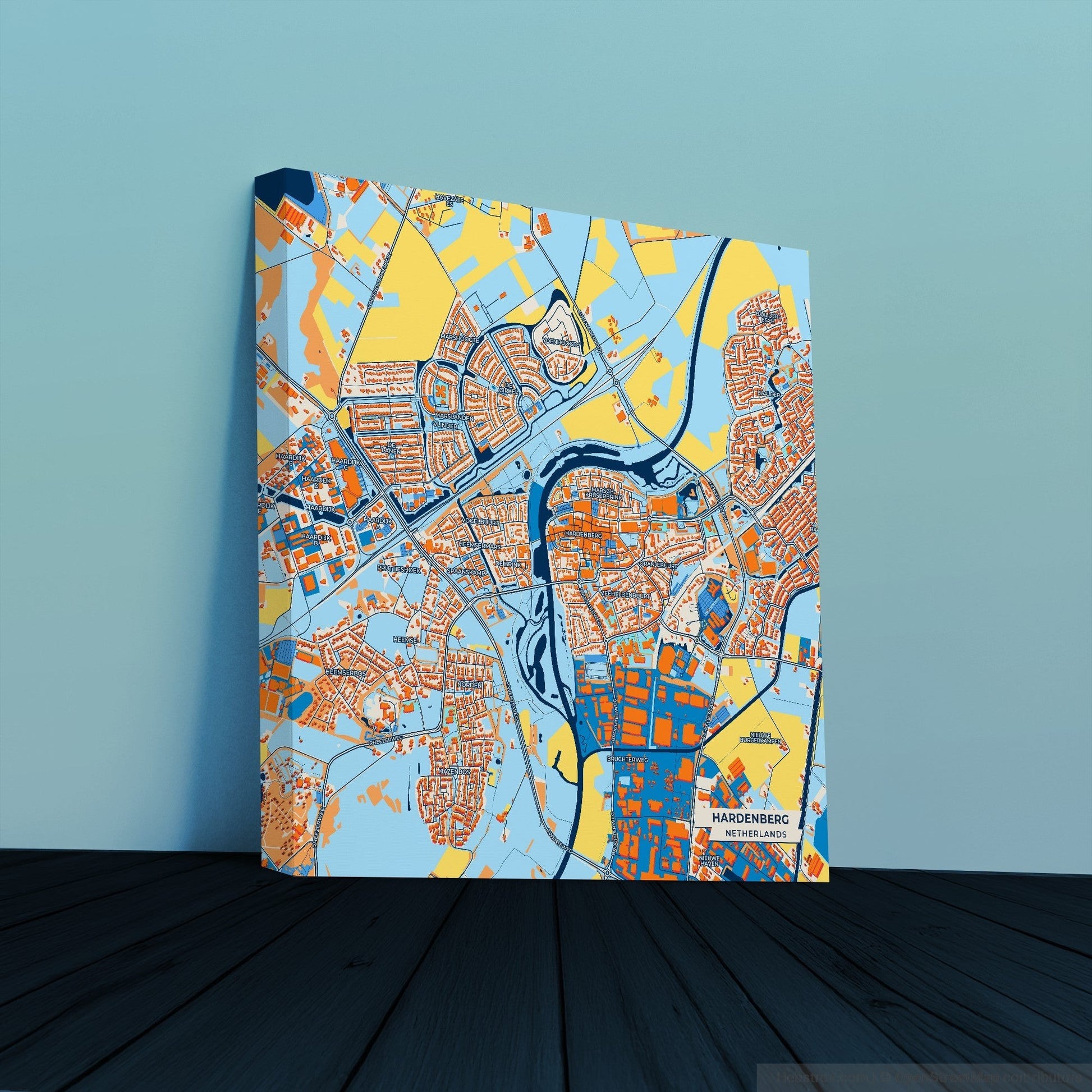 Hardenberg Netherlands Colorful City Map Canvas Print