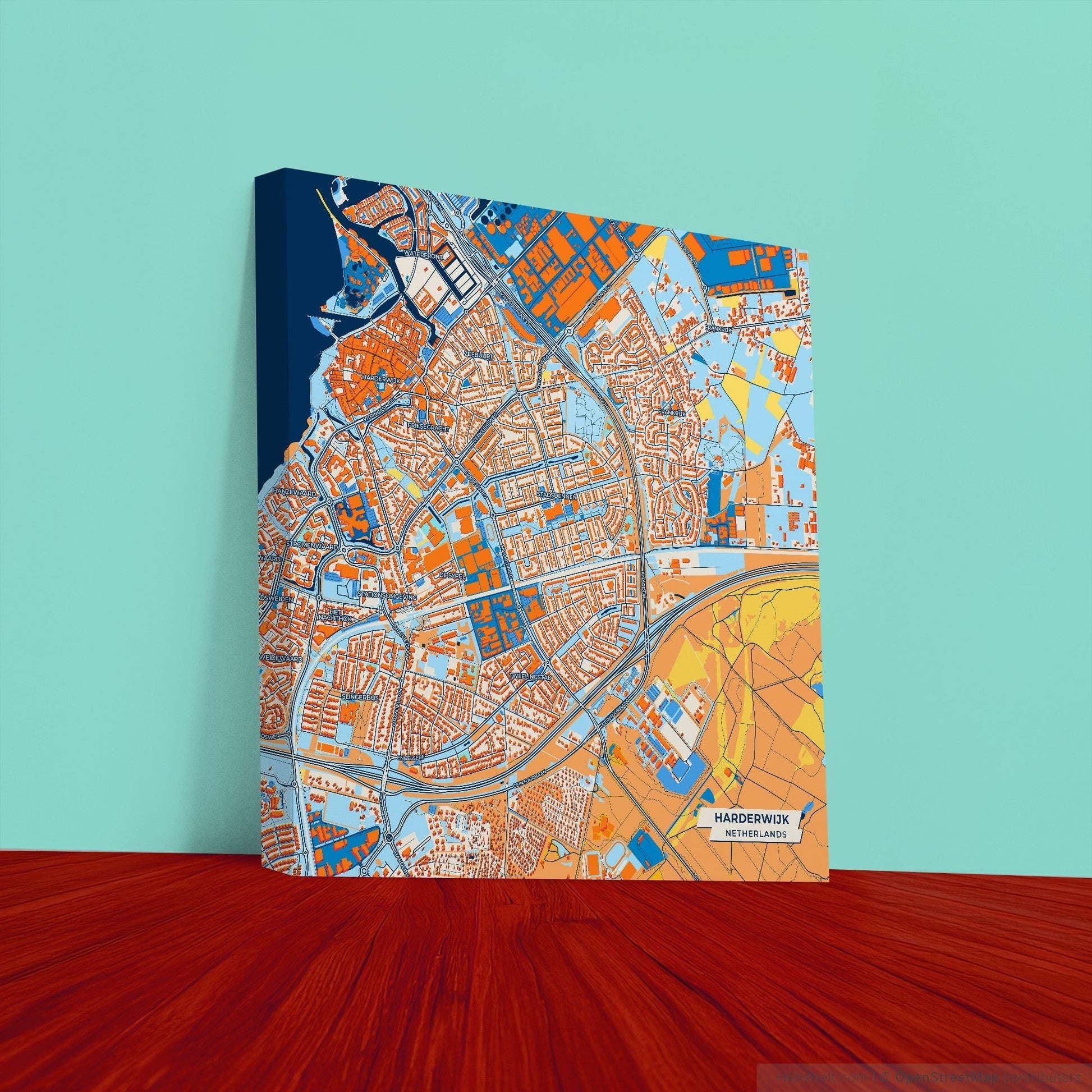 Harderwijk Netherlands Colorful City Map Canvas Print