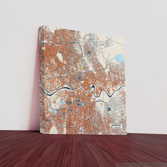Hargeysa Somalia Colorful City Map Canvas Print