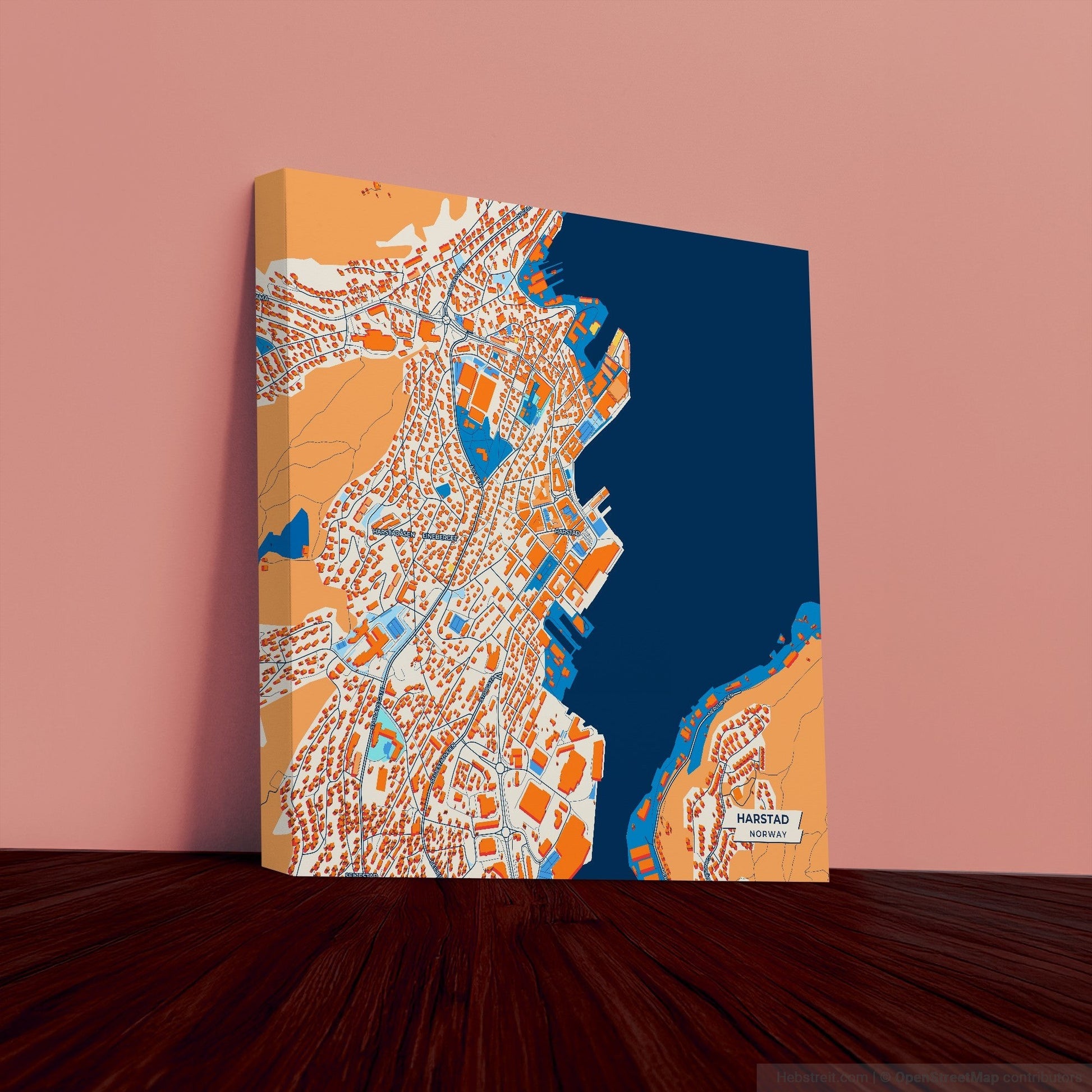 Harstad Norway Colorful City Map Canvas Print