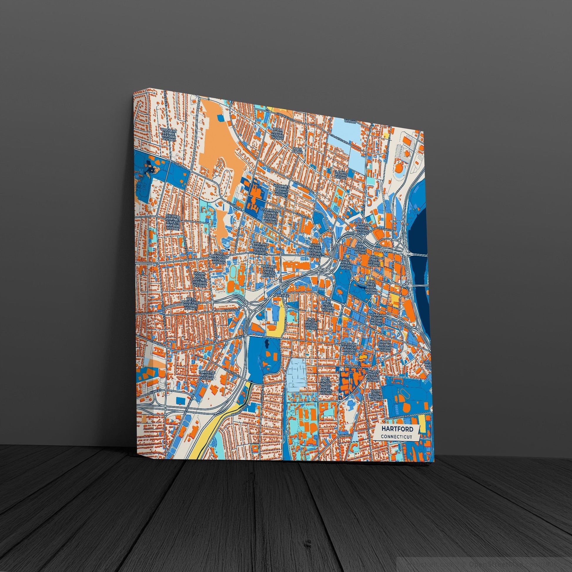Hartford Connecticut Colorful City Map Canvas Print